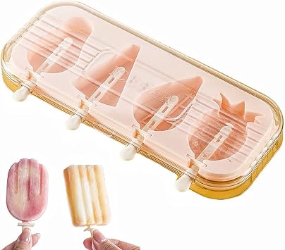 Popsicle Mold Set 4 Pieces Silicone Popsicle Maker Ice Cream Molds DIY Frozen Ice Pop Molds Kitchen Accessories Easy Release Breastmilk Reusable BPA Free for Summer Homemade Cakesicles