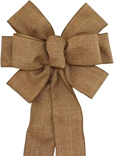 Caramel Rustic Fall Wreath Bow - Package Perfect Bows Made in USA (10 inch bow)