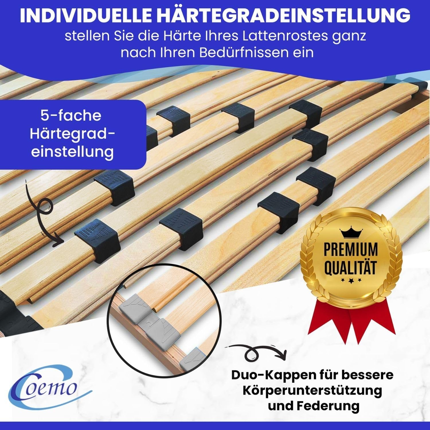 Coemo XXL Lattenrost Big Size extra stabil bis 200 kg belastbar, 140x200 cm