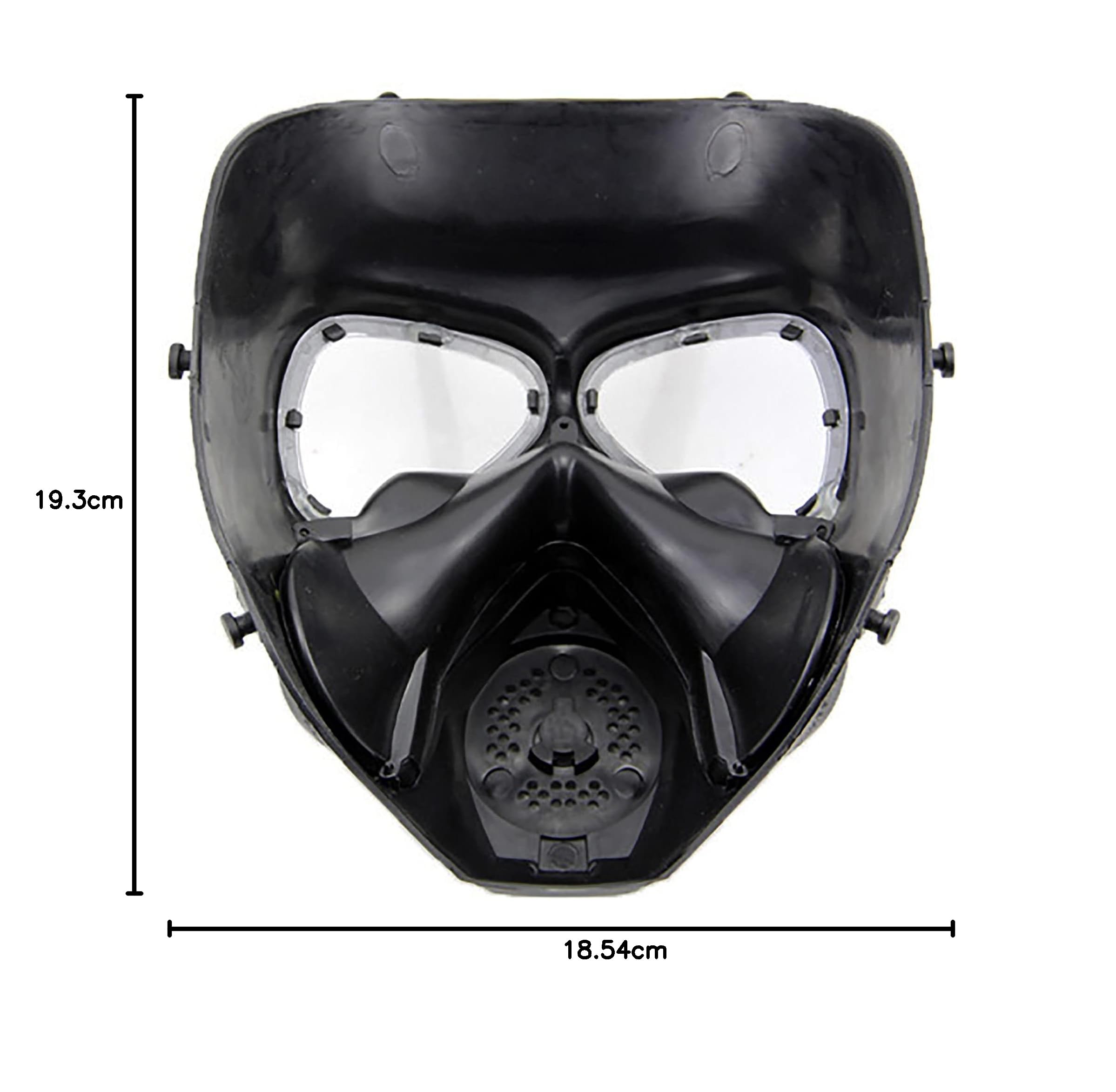 Máscara antigas simulada de haoYK, máscara de cara M04 con ventilador doble, para protección de paintball, airsoft, negro