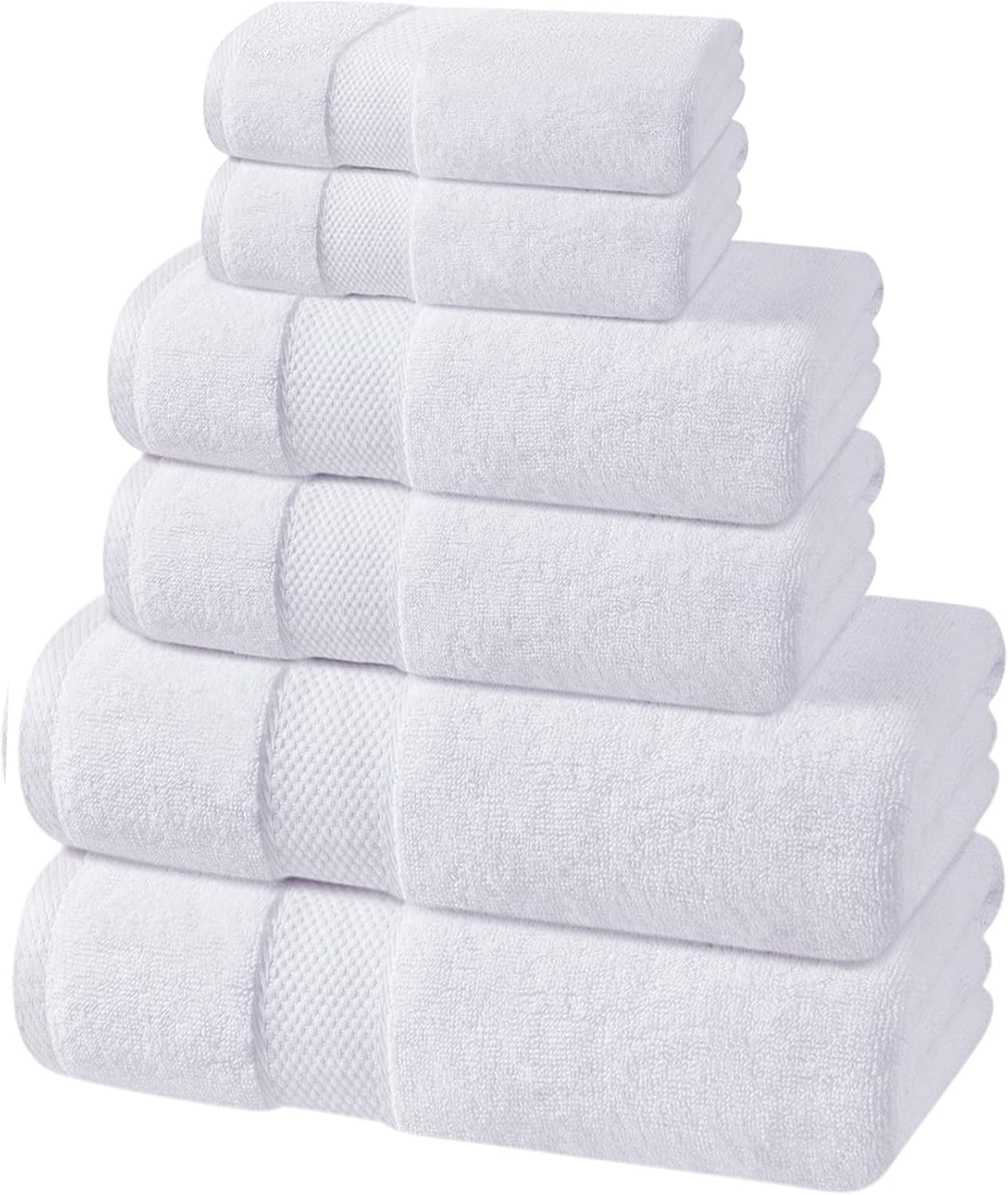 Oakias 6 Piece Luxury White Towel Set 600 GSM – 2 Bath Towels, 2 Hand Towels, & 2 Washcloths – Highly Absorbent : Home & Kitchen