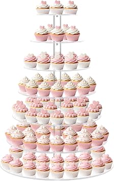 Large 7 Tier Cupcake Stand for 100 Cupcakes, Clear Round Cupcake Stands, Acrylic Wedding Cupcake Tower Stand, Cupcake Display Stand for Dessert Table, Cupcake Tier Stands