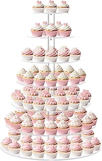 Large 7 Tier Cupcake Stand for 100 Cupcakes, Clear Round Cupcake Stands, Acrylic Wedding