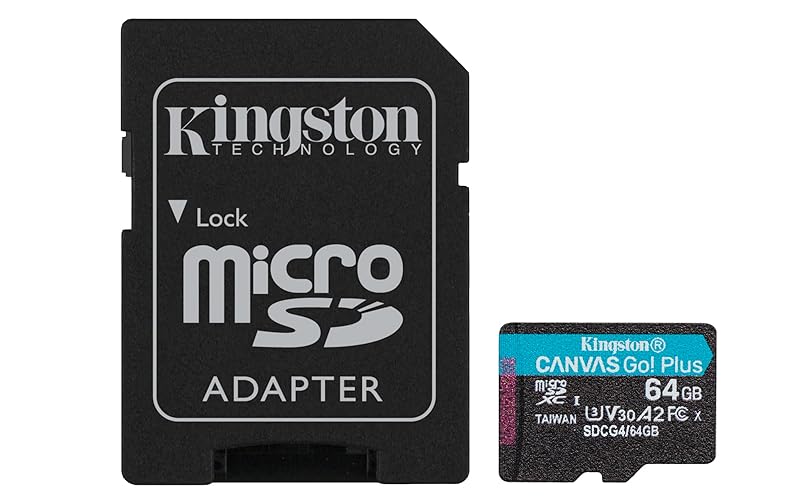Kingston Canvas Go Plus 64GB microSD Card | Up to 200MB/s | Class 10, UHS-I, U3, V30, A2 | SDCG4/64GB - 64GB