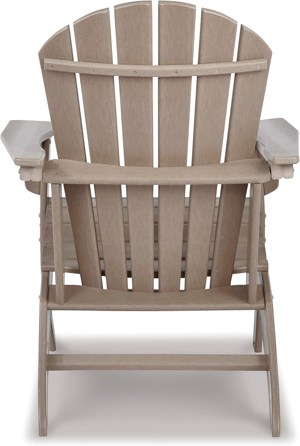 BOWERY HILL Adirondack Chair, 38.13" H x 31" W x 33" D, Hard Plastic, Grayish Brown Finish, Slatted Shell Back Design, Driftwood Style Outdoor Seating for Patio or Garden