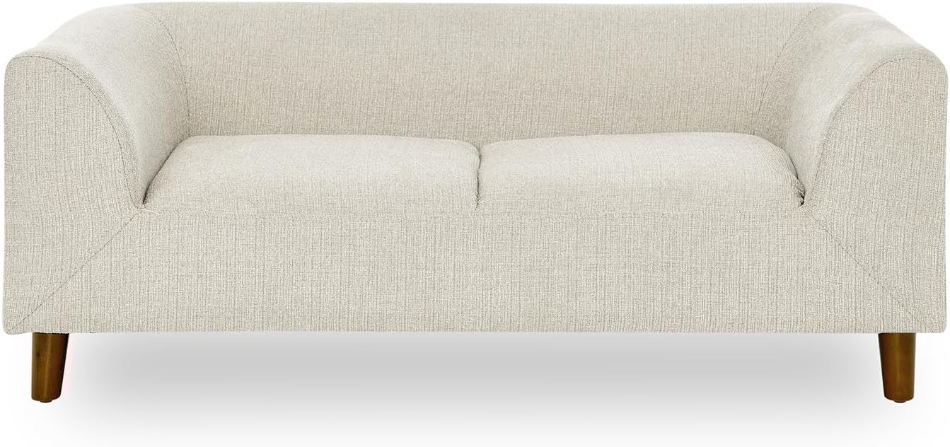 39" Dog Couch Bed, Comfy Linen Fabric Pet Sofa with Backrest and Armrests, Elevated Dog Couches with Wooden Legs for Dogs and Cats, Easy to Clean (Beige)