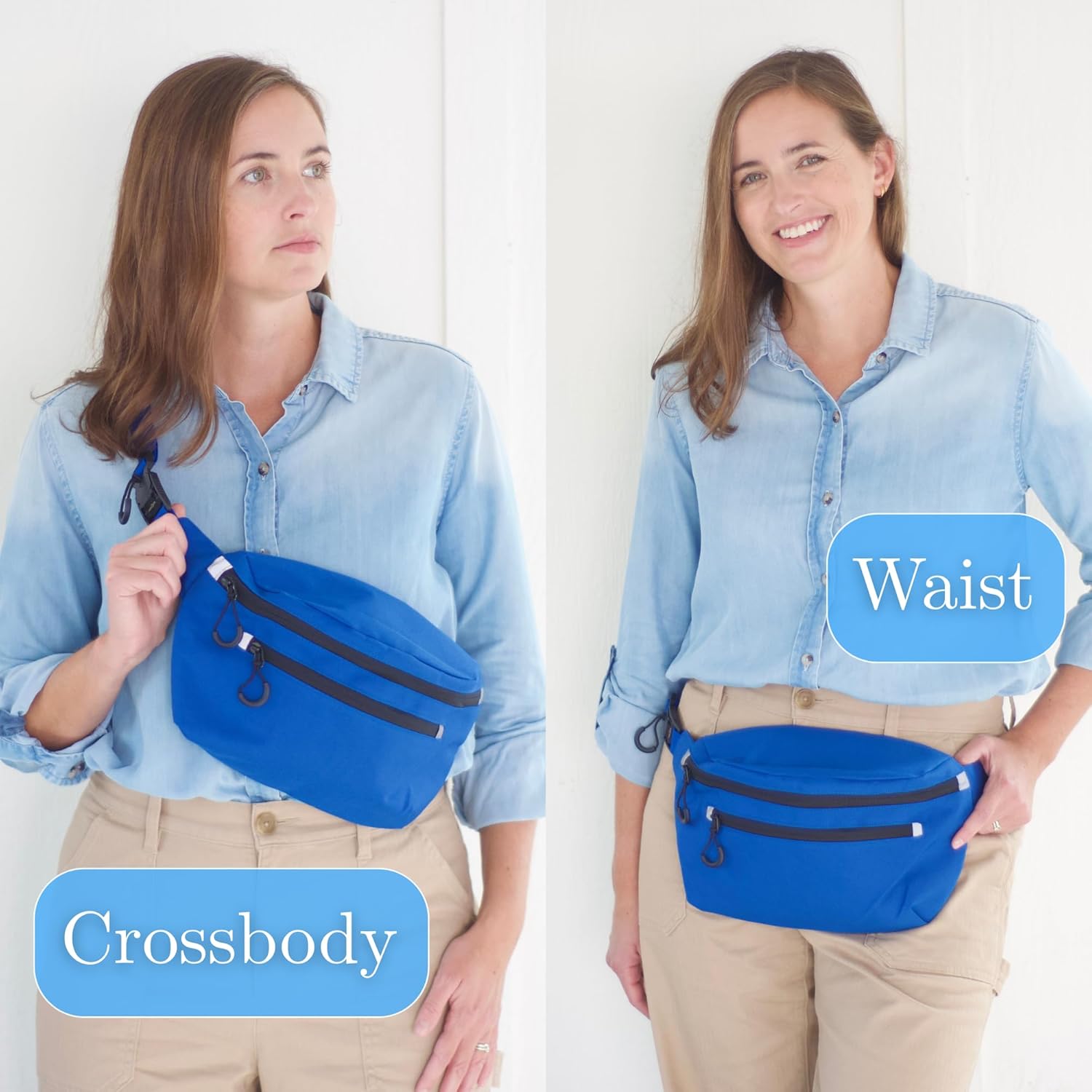 Adaptive Fanny Pack, Arthritis-Friendly Crossbody & Waist Bag with Magnetic FidLock Buckle, Fits Walkers, Rollators & Wheelchairs (Blue) - Image 2