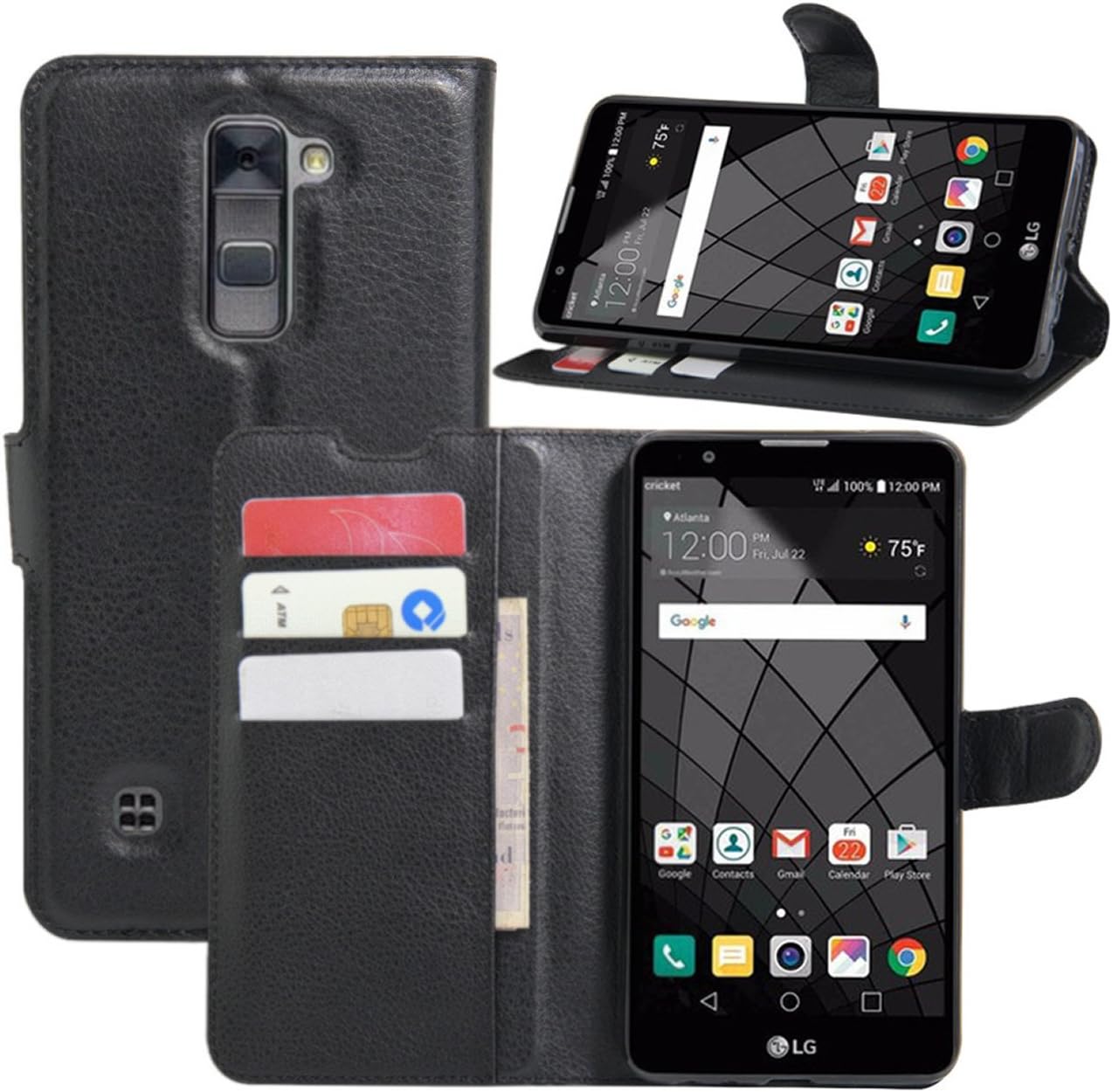 LG Stylus 2 Case, HualuBro [Kickstand] [All Around Protection] Premium PU Leather Wallet Flip