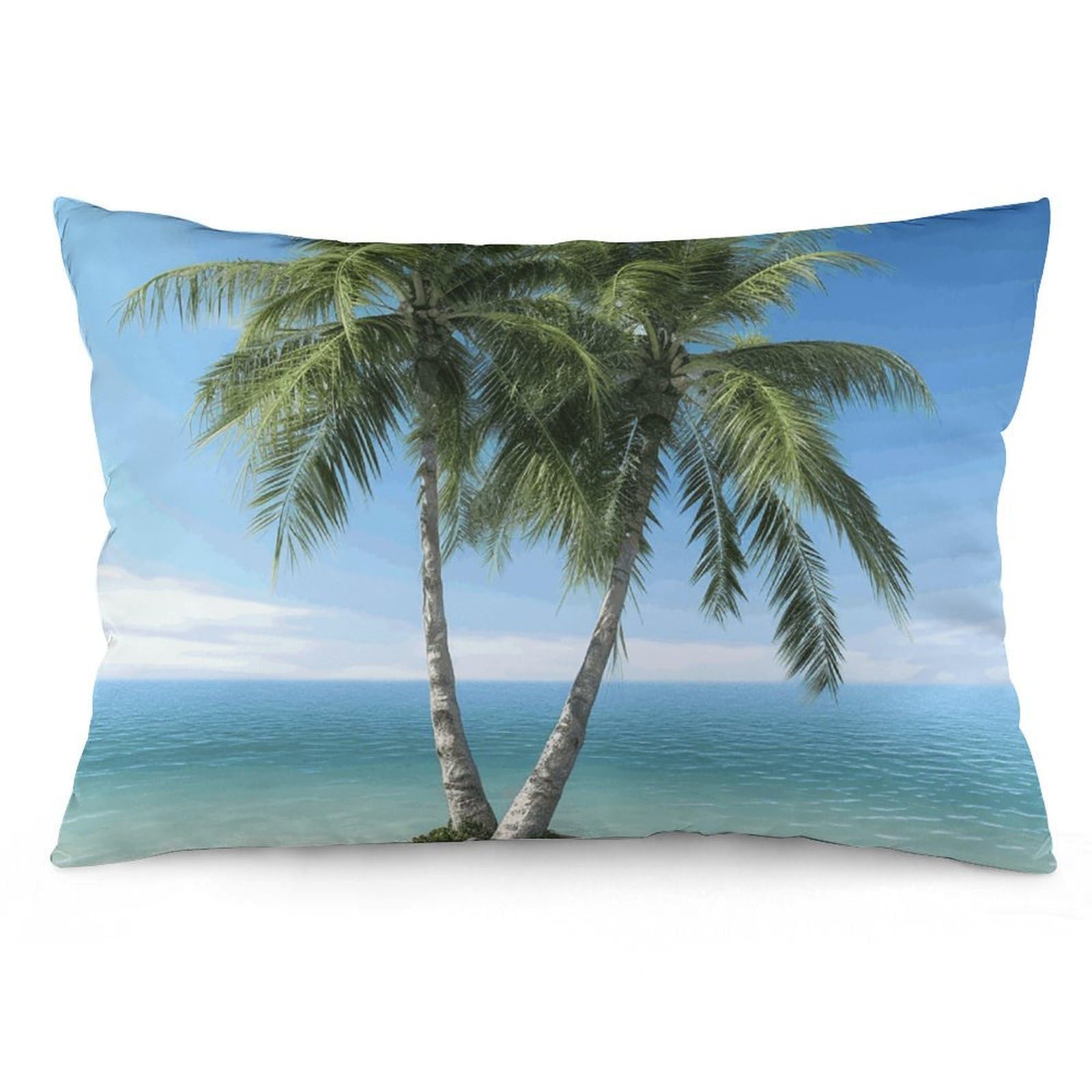 Velvet Pillowcases Standard Size 12 "x20, Ultra Soft Breathable Pillow Cases for Bed, Luxury Cozy Fuzzy Pillow Shams, Lumbar Pillow Cover, Sea Palm Trees Cushion Case Home Decor