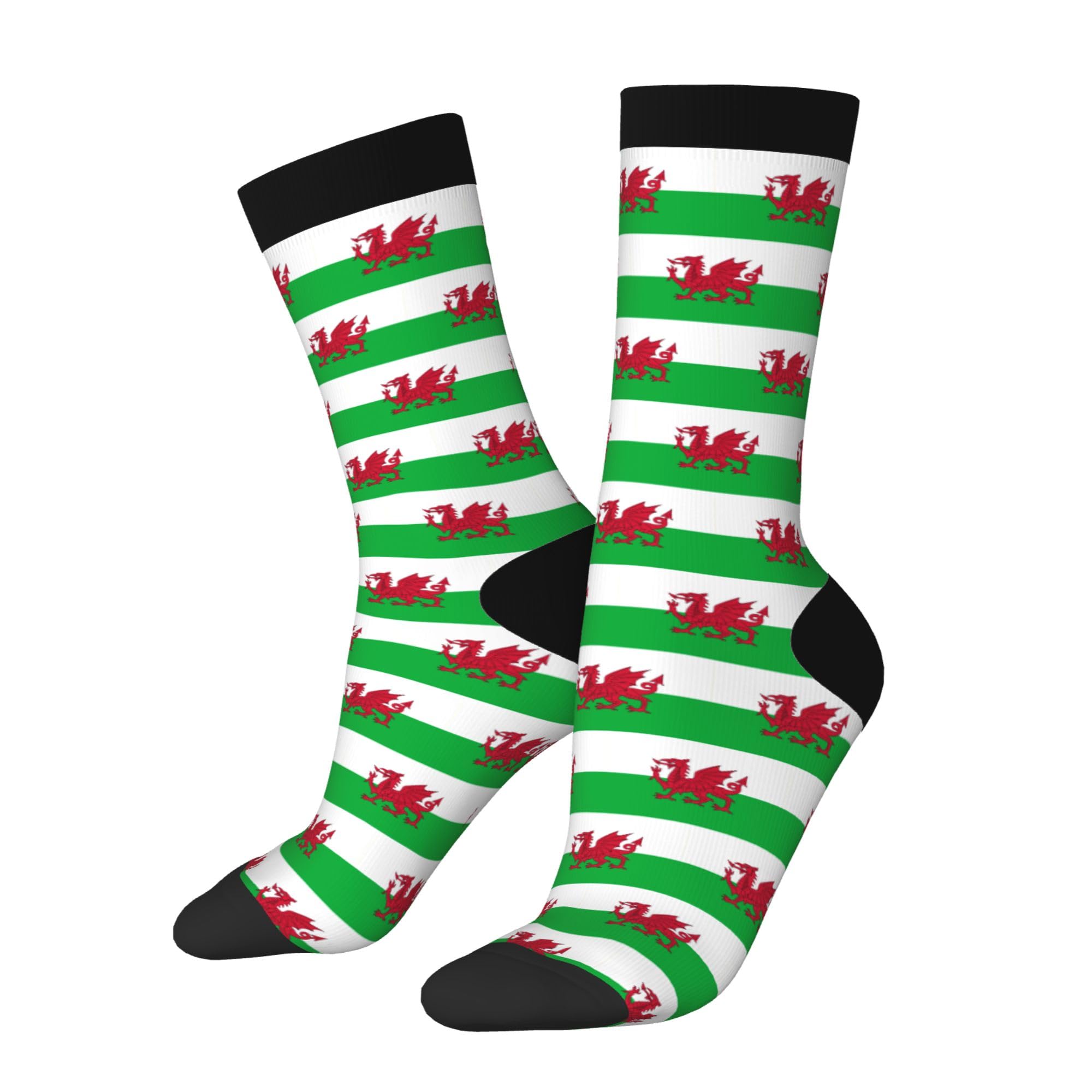 Kwqdozf Unisex 3 Black Funny Socks Novelty Socks Welsh Dragon Funky Socks Casual Dress Socks