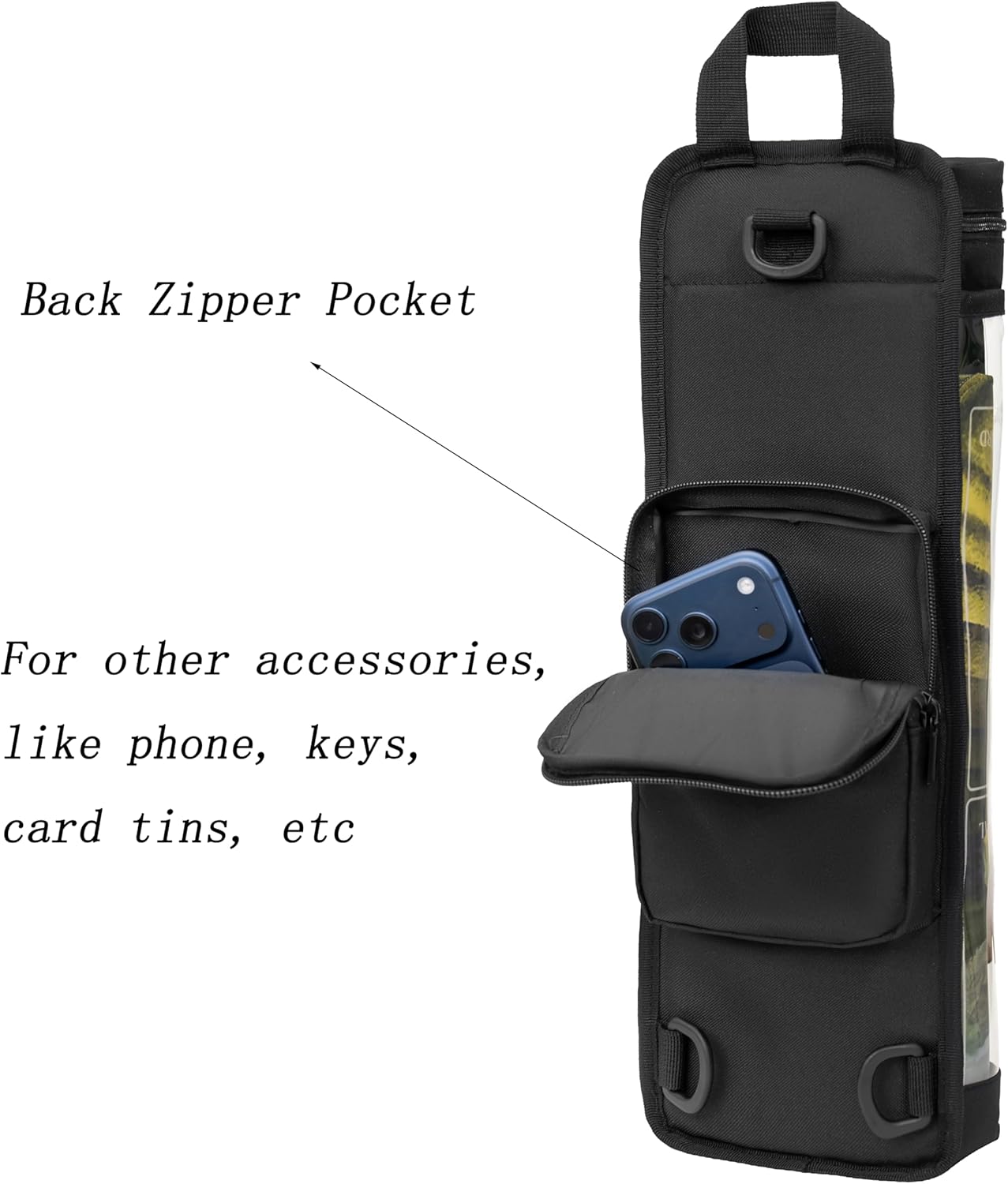 Clear Playmat Tube Case Compatible with TCG/MTG Mat, Gaming Playmat Tube Storage Bag with Dice Holder for 2 PCS W14” X L24” Playmats, Card Game Play Mat Container Bag with Adjustable Shoulder Strap