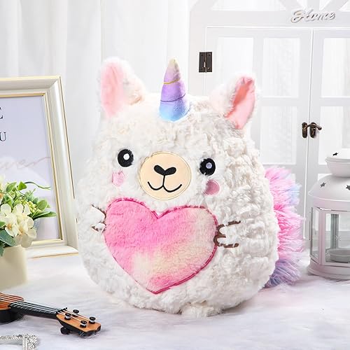 Miniatura 5 de Leyndo Almohada de felpa de Llamacorn de 14 pulgadas, lindo unicornio y llama, almohada de felpa suave de llama para regalos de cumpleaños,