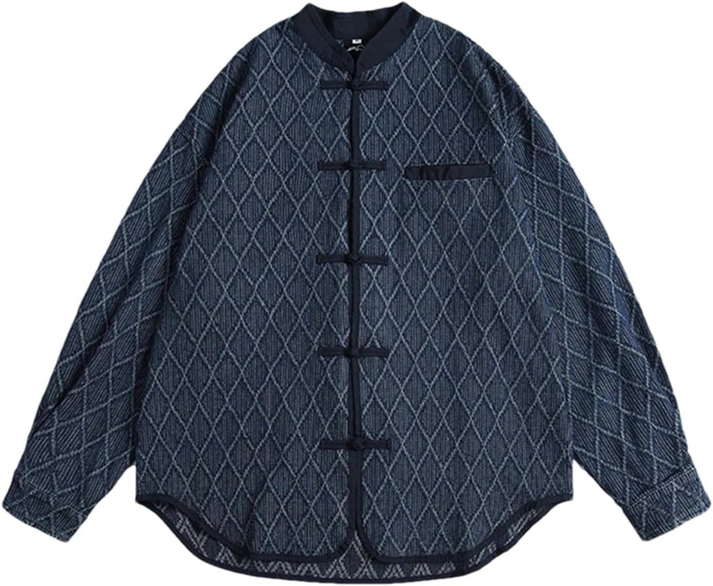 Chinese Style Collarless Shirt Men Clothing Vintage Casual Long Sleeve Thin Coat