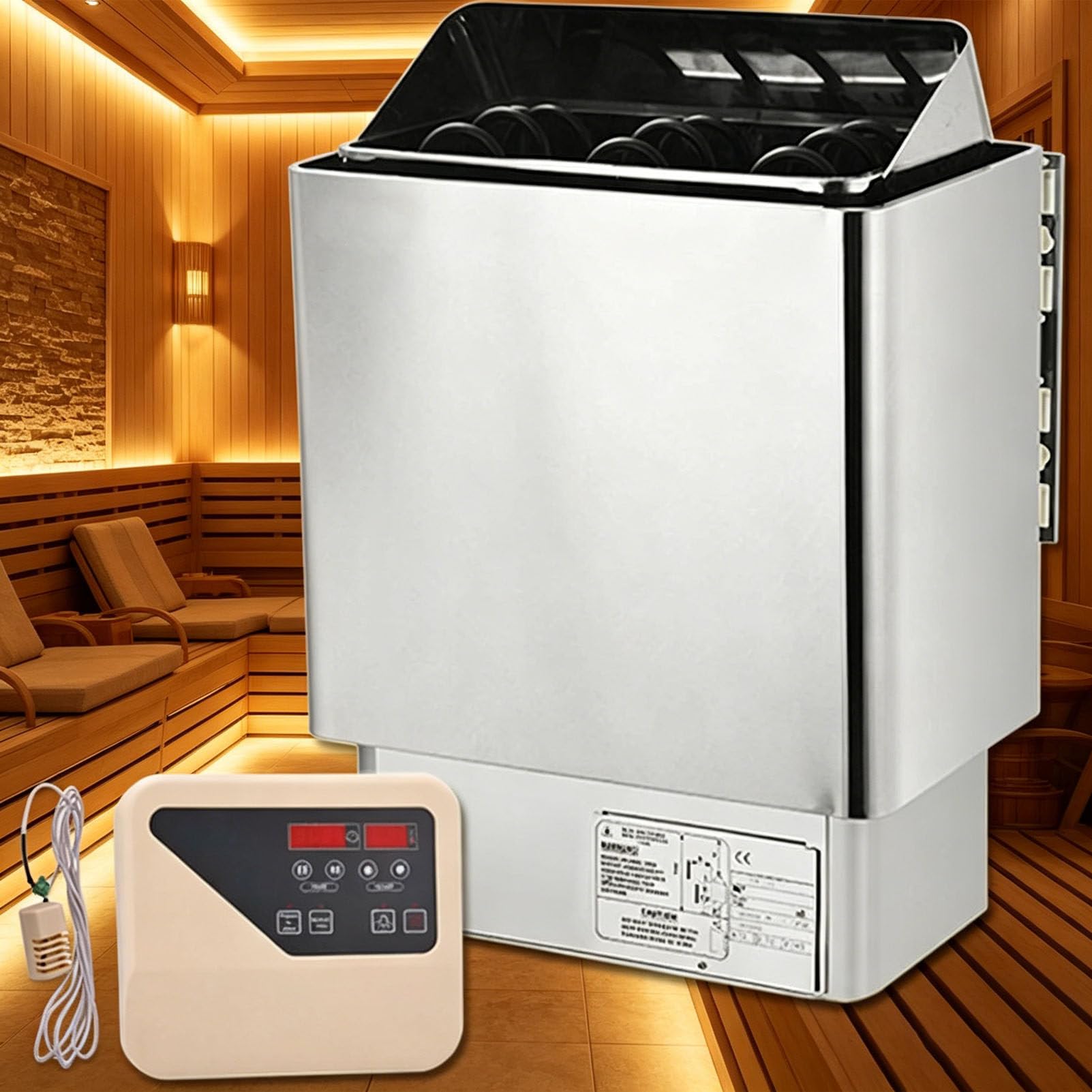 PioMue Steam Sauna, Stainless Steel Sauna Heater, Commercial Sauna Heater, Spa Dry Steam Bath Heater,for Commercial Rooms, Homes, Hotels, Spas, And More 380V-4.5KW