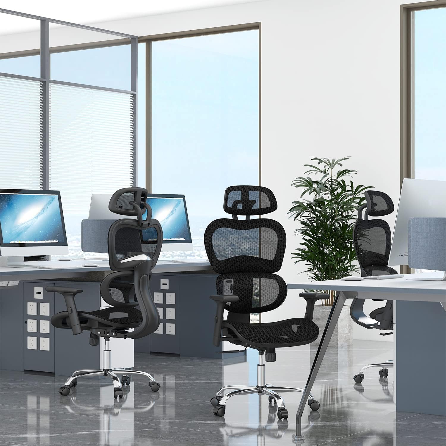 Ergonomic Office Chair, Large High Back Computer Chair, Mesh Home Desk Chair with Dynamic Lumbar Support, Tilt and Lock, Rolling Executive Swivel Task Chair with 3D Adjustable Headrest and Armrests : Home & Kitchen