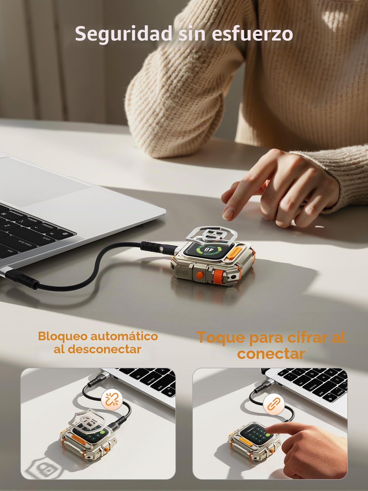 MOVE SPEED Disco duro externo con pantalla táctil, SSD portátil de hasta 10 Gbps, USB-C 3.2 Gen2, compatible con iPhone, Windows, Mac y más (GD10, 2 TB)