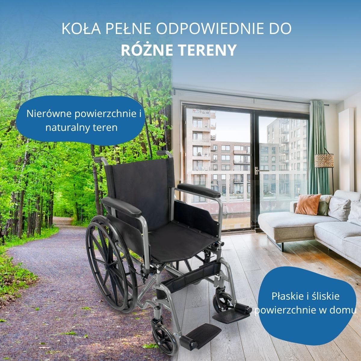 Mobiclinic®, Składany wózek inwalidzki, Marsella, Kółka z możliwością szybkiego zwolnienia po naciśęciu przycisku, Stabilny, Siedzisko 46 cm, Dźwignia hamulca, Srebrny