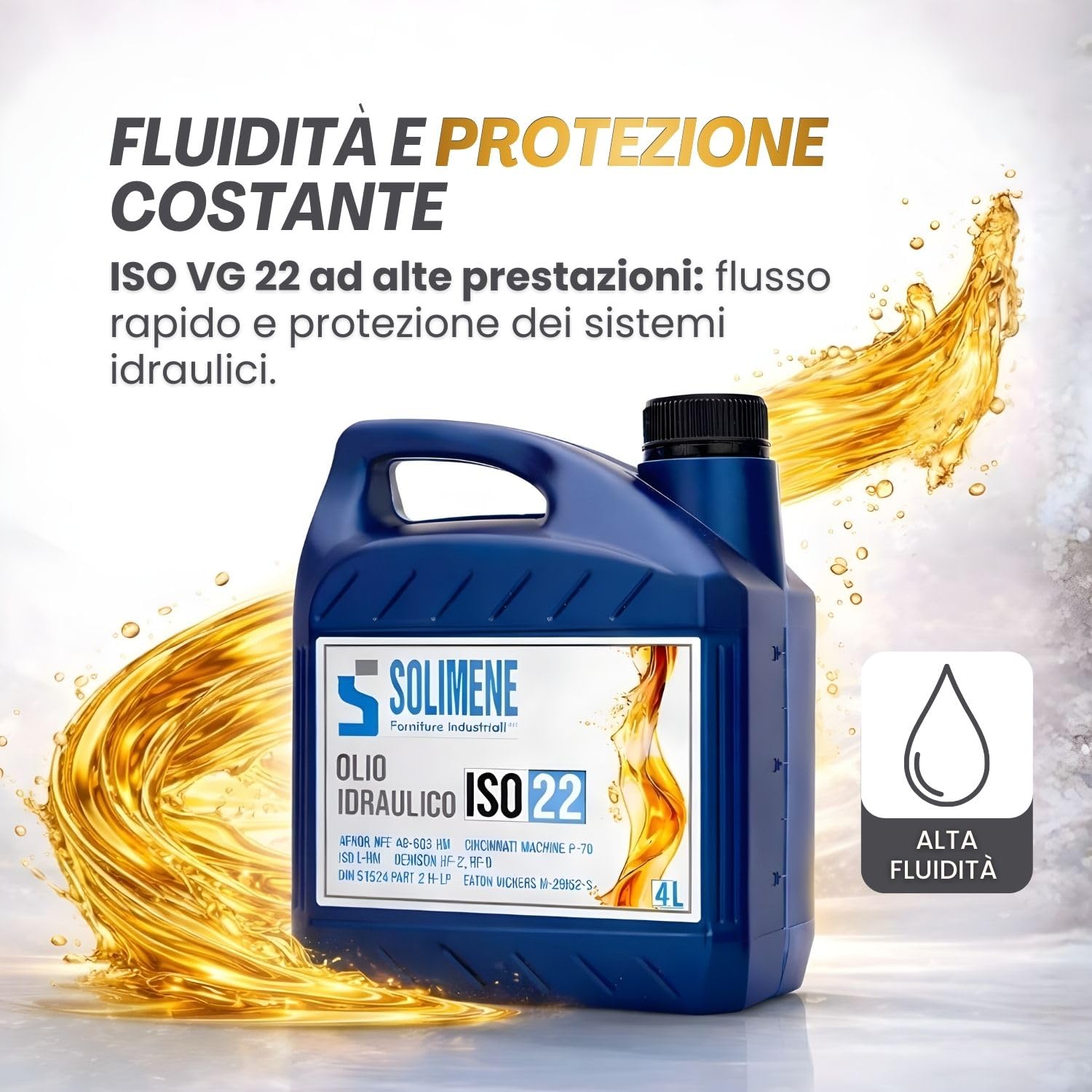 Olio Idraulico ISO VG 22 HVI 4L – Lubrificante Idraulico Professionale per Trattori, Muletti, Pompe e Centraline – Fluido Idraulico Antiusura Antischiuma Anticorrosione per Impianti Idraulici