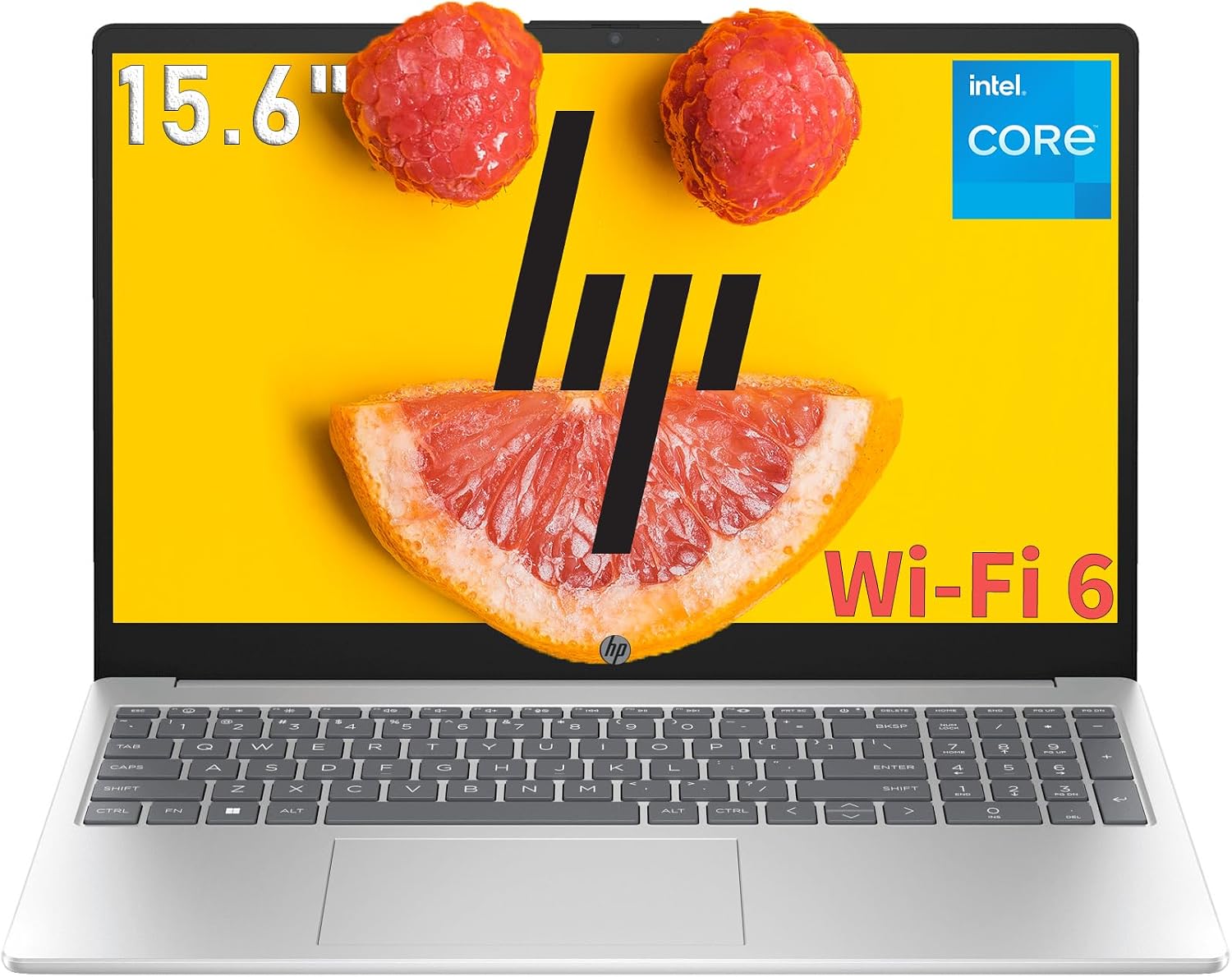 HP 15.6" Laptop, FHD (1920x1080), Intel N100 Processor (4-Core, up to 3.4GHz), Customized 8GB RAM, 256GB SSD, Intel UHD Graphics, Wi-Fi 6, Bluetooth 5.3, Numeric Keypad, Windows 11 Home, Silver