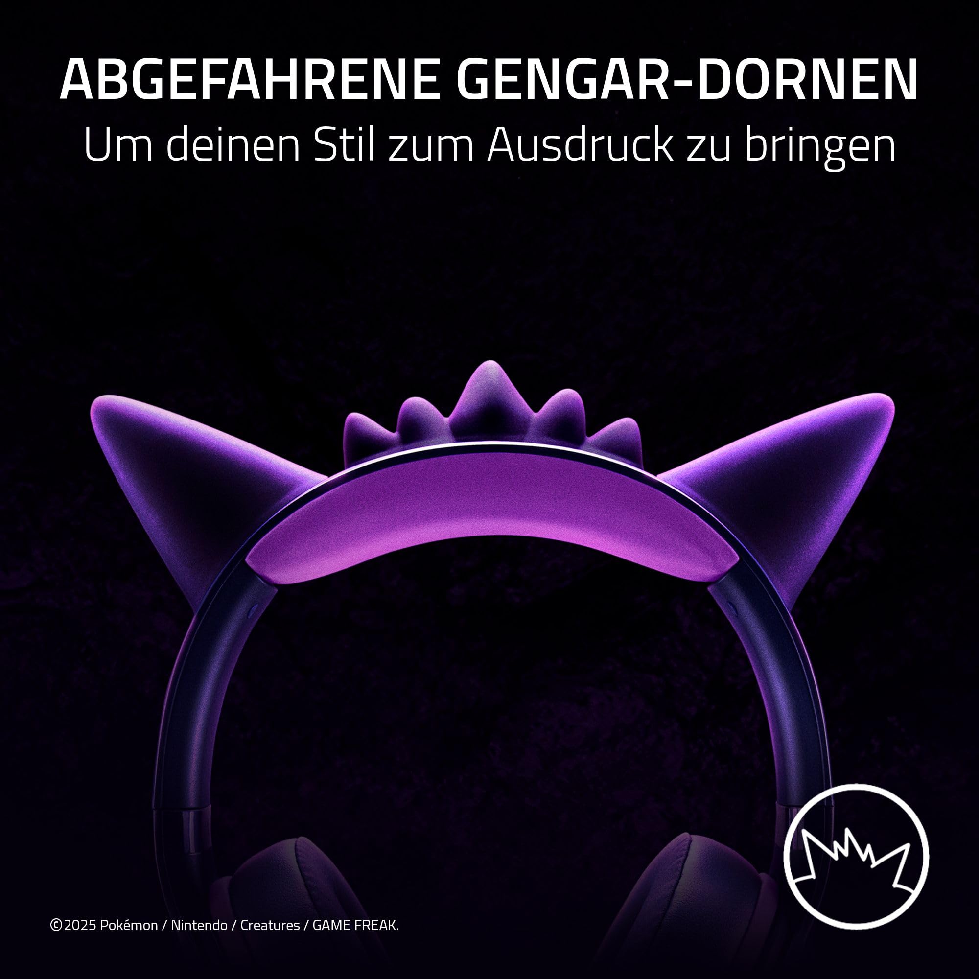 Razer Kraken Kitty V2 - Gengar Pokémon Edition - USB-Headset - Gengar-Stacheln - Streamreaktive Beleuchtung - HyperClear-Kardioidenmikrofon - Triforce 40-mm-Treiber - 7.1 Surround Sound | Violett