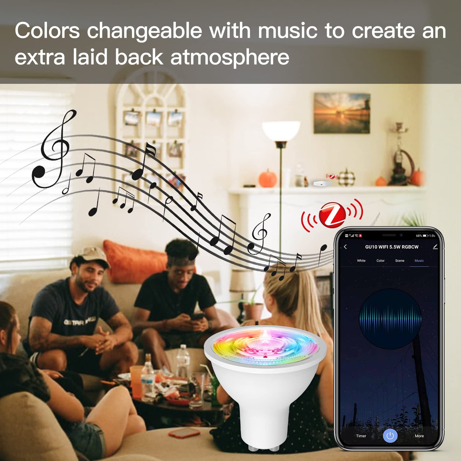 LEDLUX Lámpara LED GU10 ZigBee, Foco LED Inteligente GU10 5W, RGB CCT Regulable, Compatible con Alexa, Compatible con Philips HUE 3.0 (4), SHZ61005