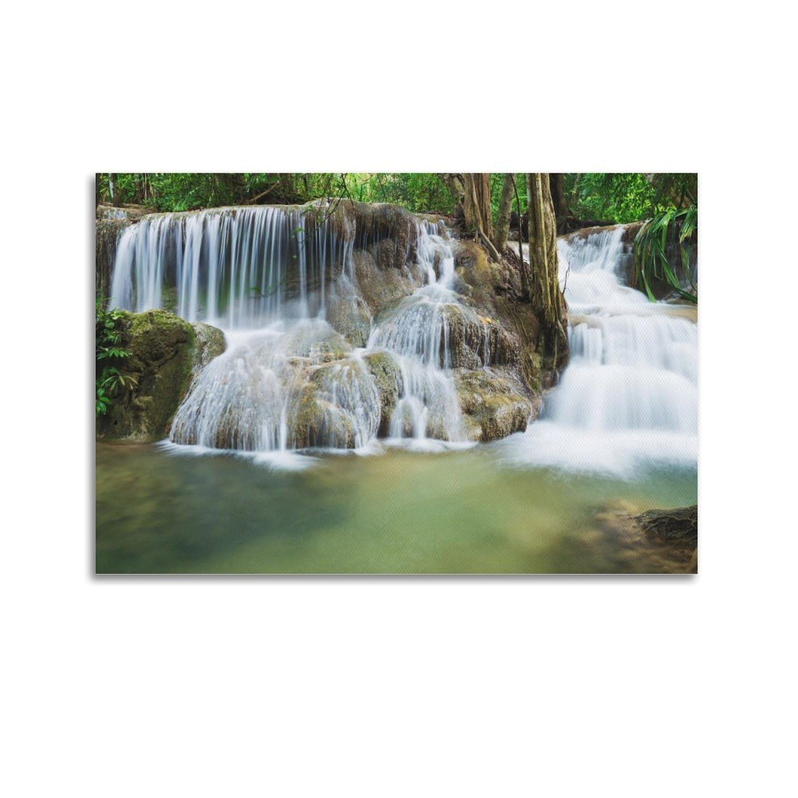 CPGLJD Landscape Art Poster The Jungle WaterFall Poster Decorative Painting Canvas Wall Posters And Art Picture Print Modern Family Bedroom Decor Posters 24x36inch(60x90cm)