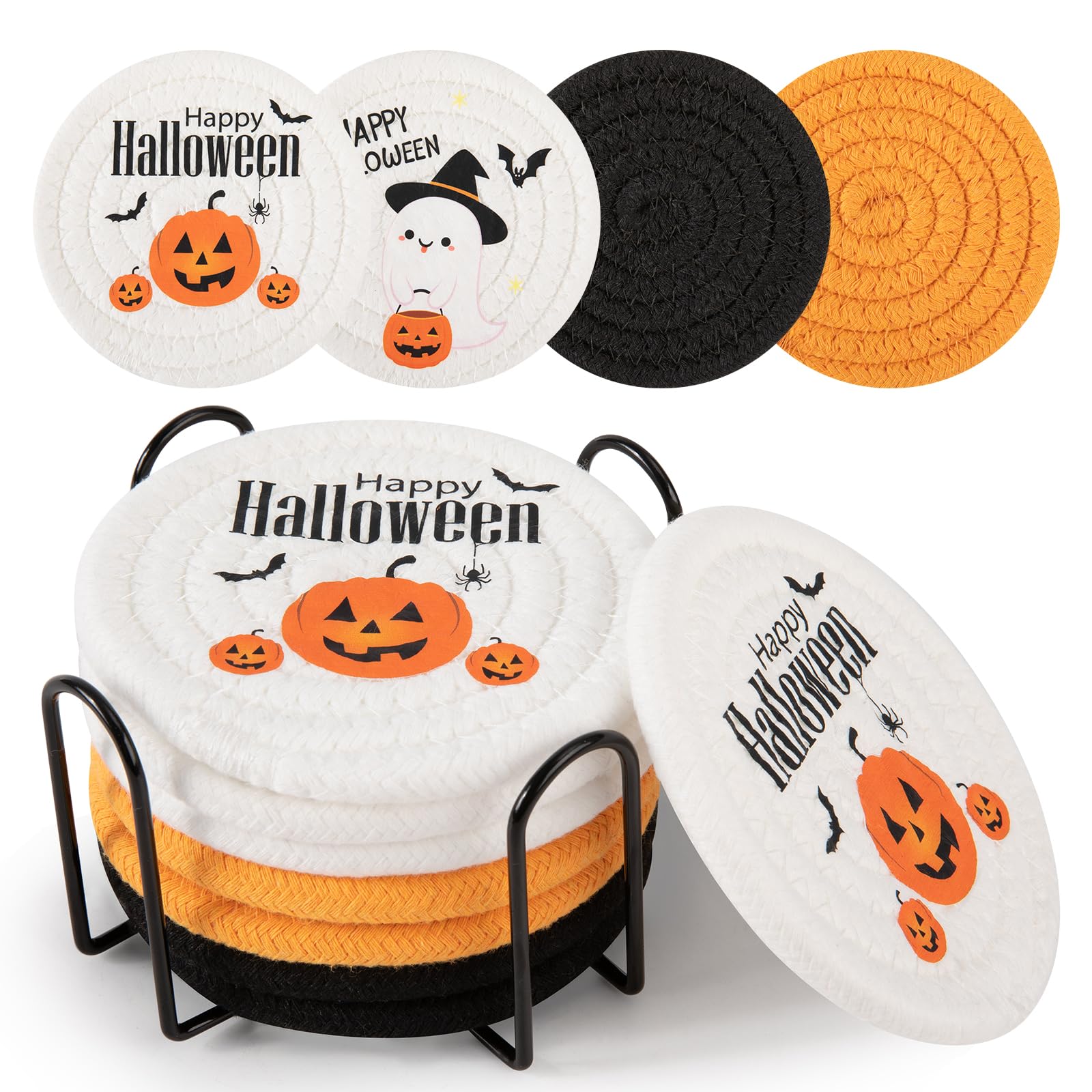 Yellow Cotton Coasters with Holder - Protect Your Table! -17 Yellow Cotton Coasters with Holder - Protect Your Table! -17