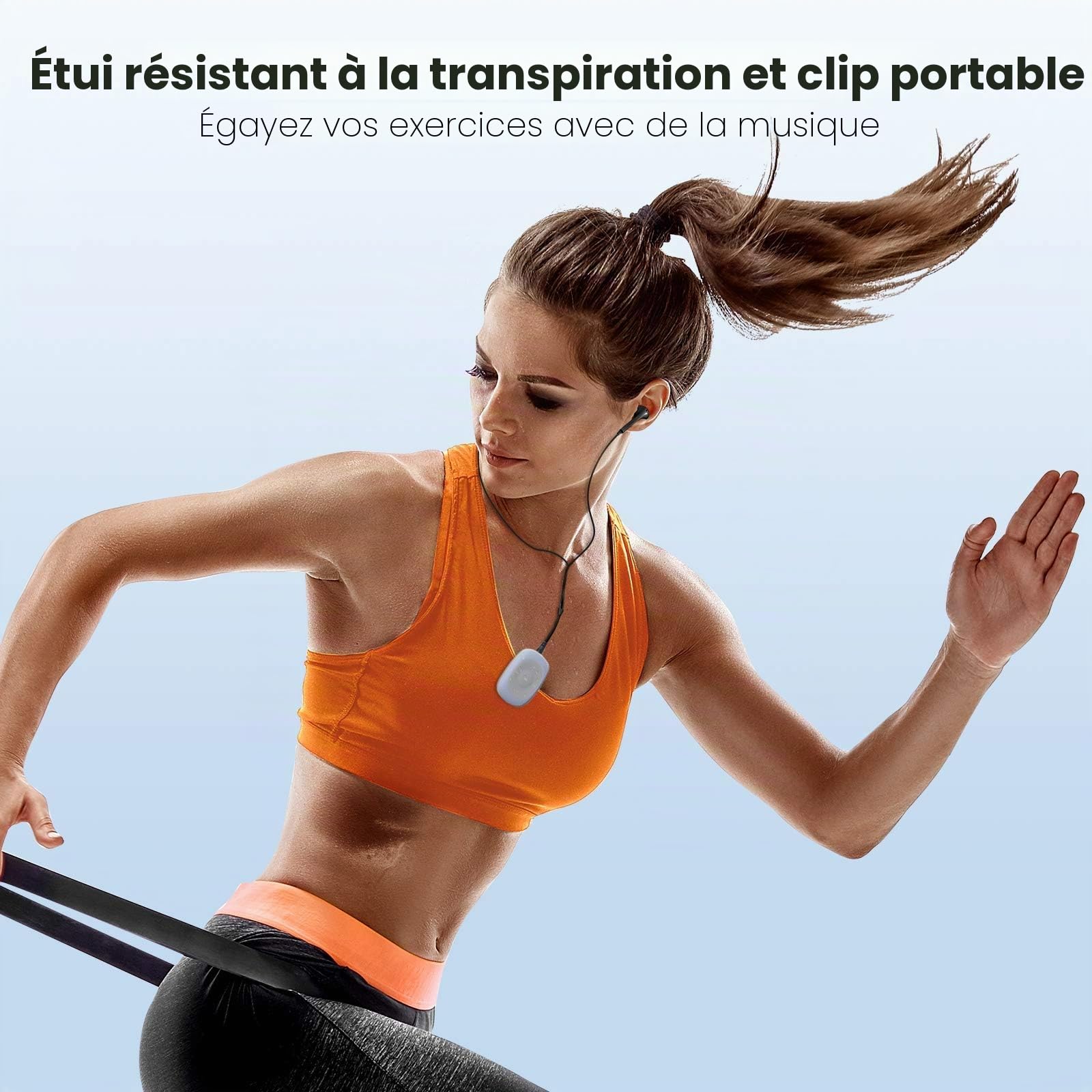 AGPTEK Lecteur MP3 Sport Portable avec Pince, 8Go Mini Baladeur MP3 avec HiFi Radio FM Support Les Formats MP3 WMA WAV, Clip Joueur Musique pour la Course à Pied et Le Cyclisme - G02 Bleu