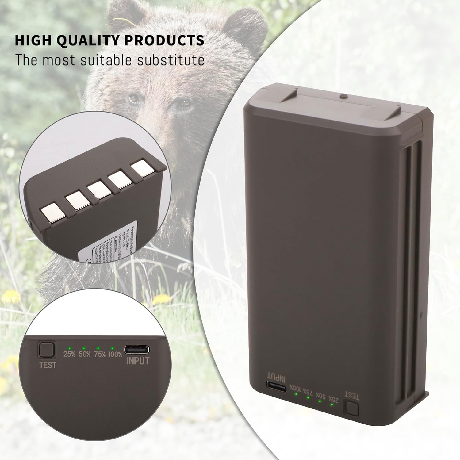 Rechargeable Extended Camera Battery Pack Compatible for Steahlt Cam Trail Camera Flashback Deceptor MAX Fusion and Connect MAX LED Battery Meter Type-C Fast Charging 2-Pack 6000Mah EM11 battery