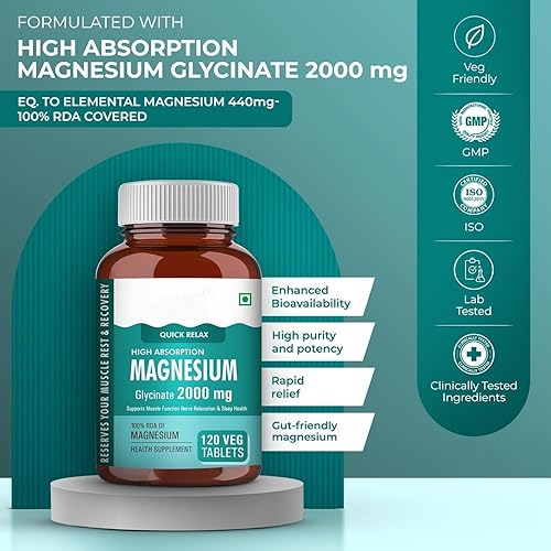 Miniatura 2 de Suplemento de glicinato de magnesio 2000 mg por porción, forma quelatada de alta absorción, útil en relajación muscular y nerviosa para hombres y