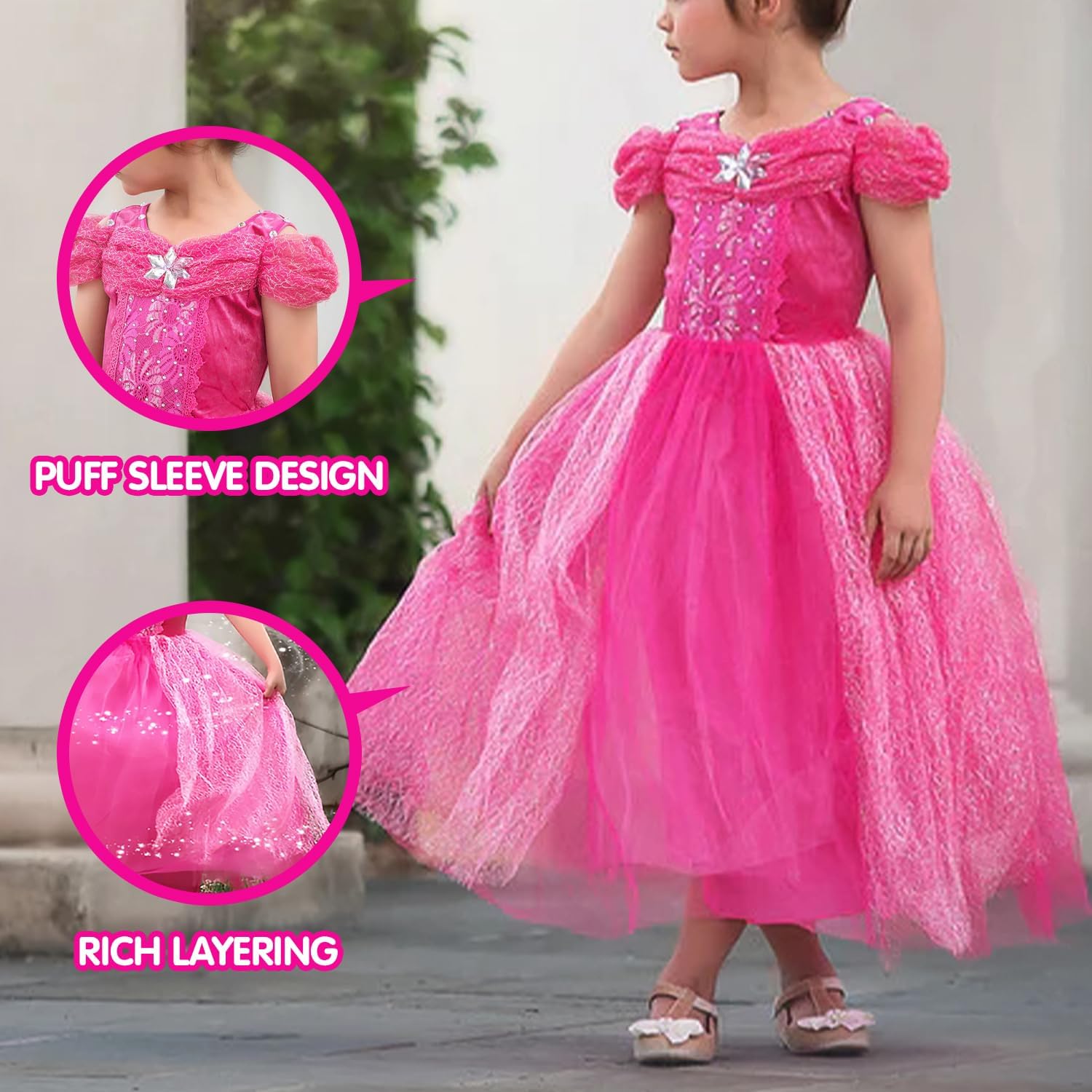 Vista 4 de UPORPOR Disfraz iluminado para niñas, vestido de princesa de Halloween, disfraz LED para adolescentes