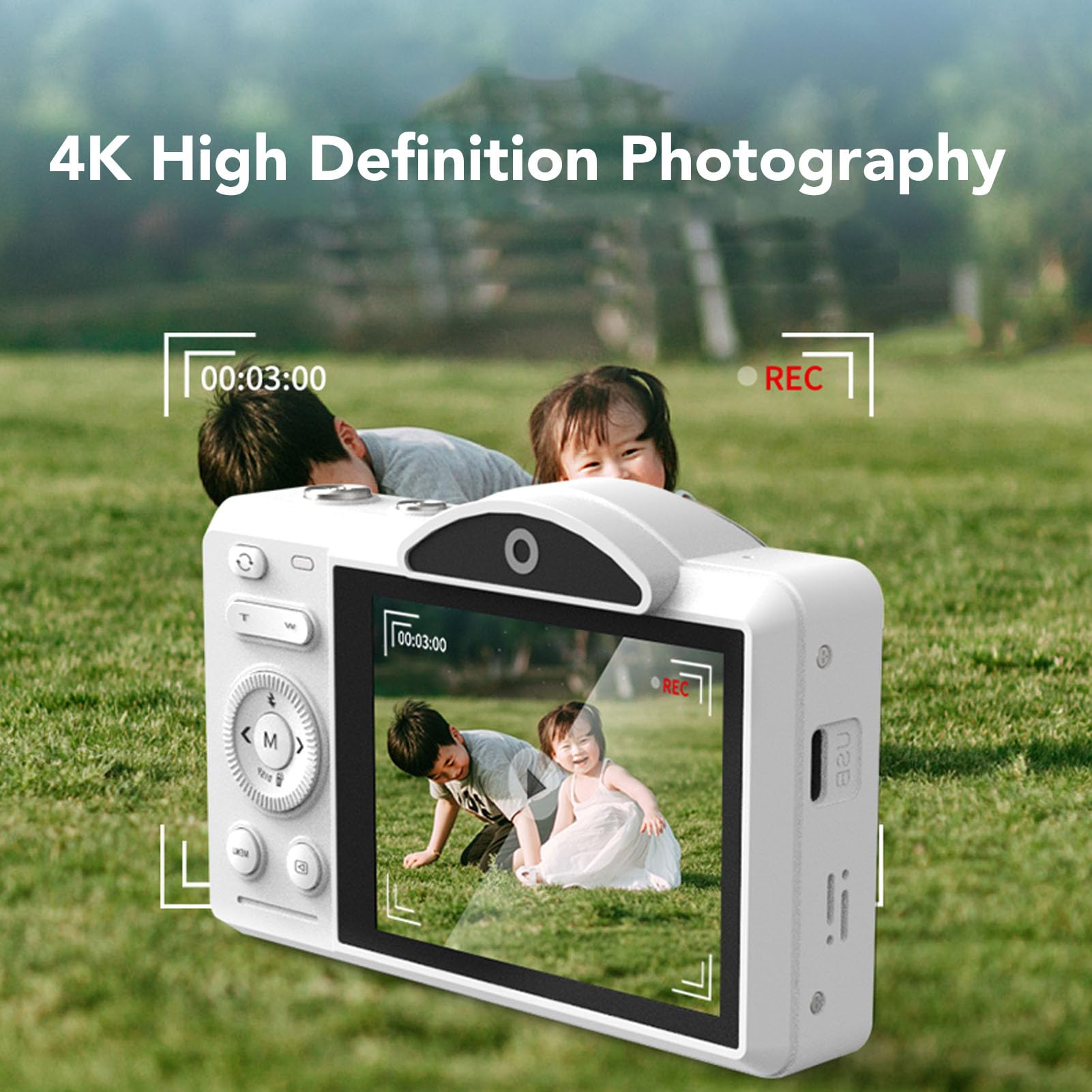 Bewinner Camera Digitale 4K per Fotografia, Fotocamera Vlog WiFi 75MP con Touchscreen da 2,8 ", 16x Zoom Digitale, Videocamere AutoFocus per Principianti (32GB)