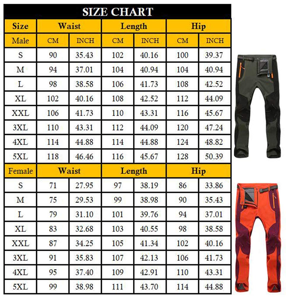 Pantalon Homme Doublé en Polaire Hiver Softshell Pantalon Femme Pantalon Épaississement Coupe-Vent Imperméable Outdoor Sport Camping Randonnée Trekking Pantalon de Montagne