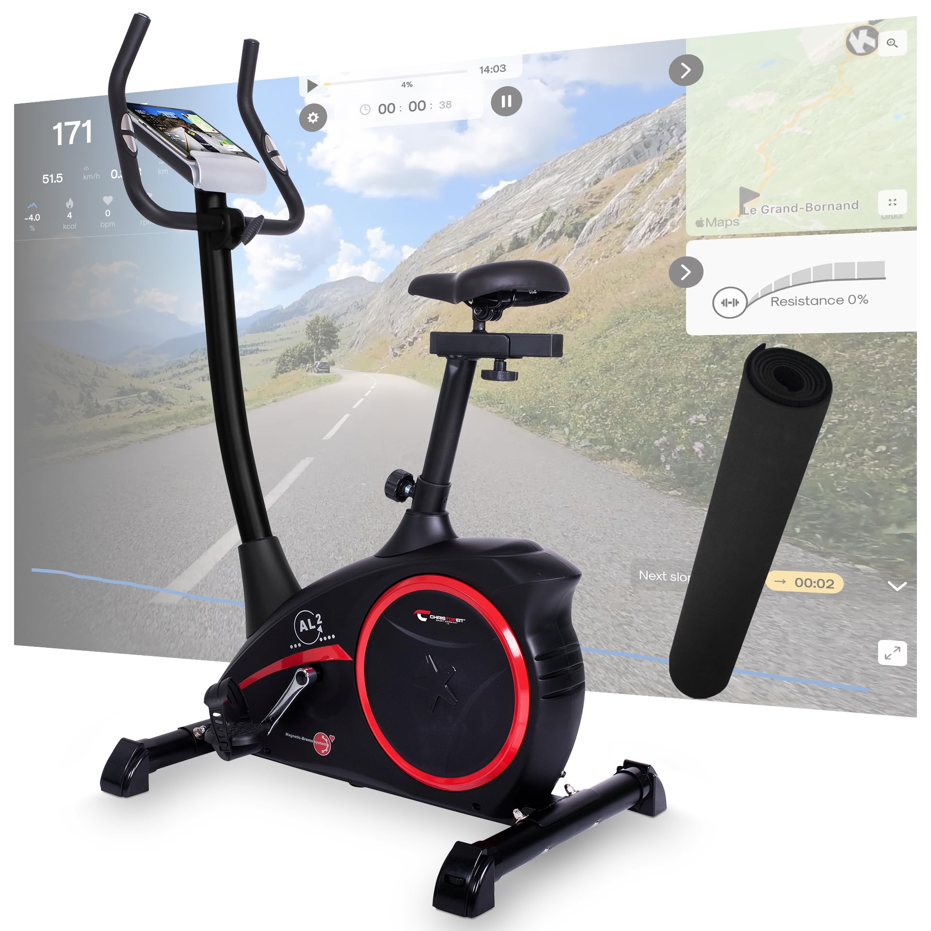 Christopeit AL 2 S Digital Exercise Bike Ergometer with Protective Mat