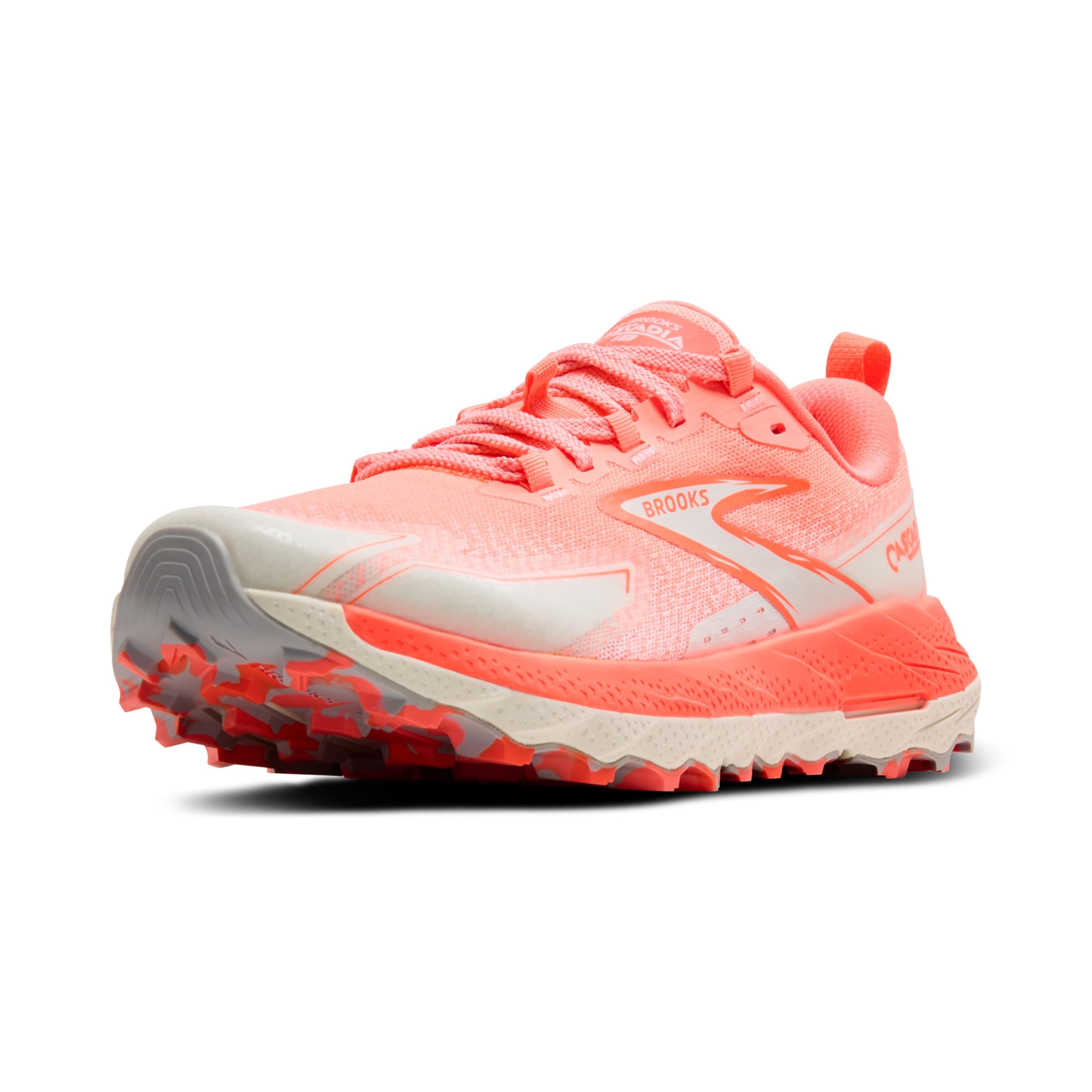 Brooks Womens Cascadia 18 Sneaker, Ember Blue Wash Flame, 8 UK