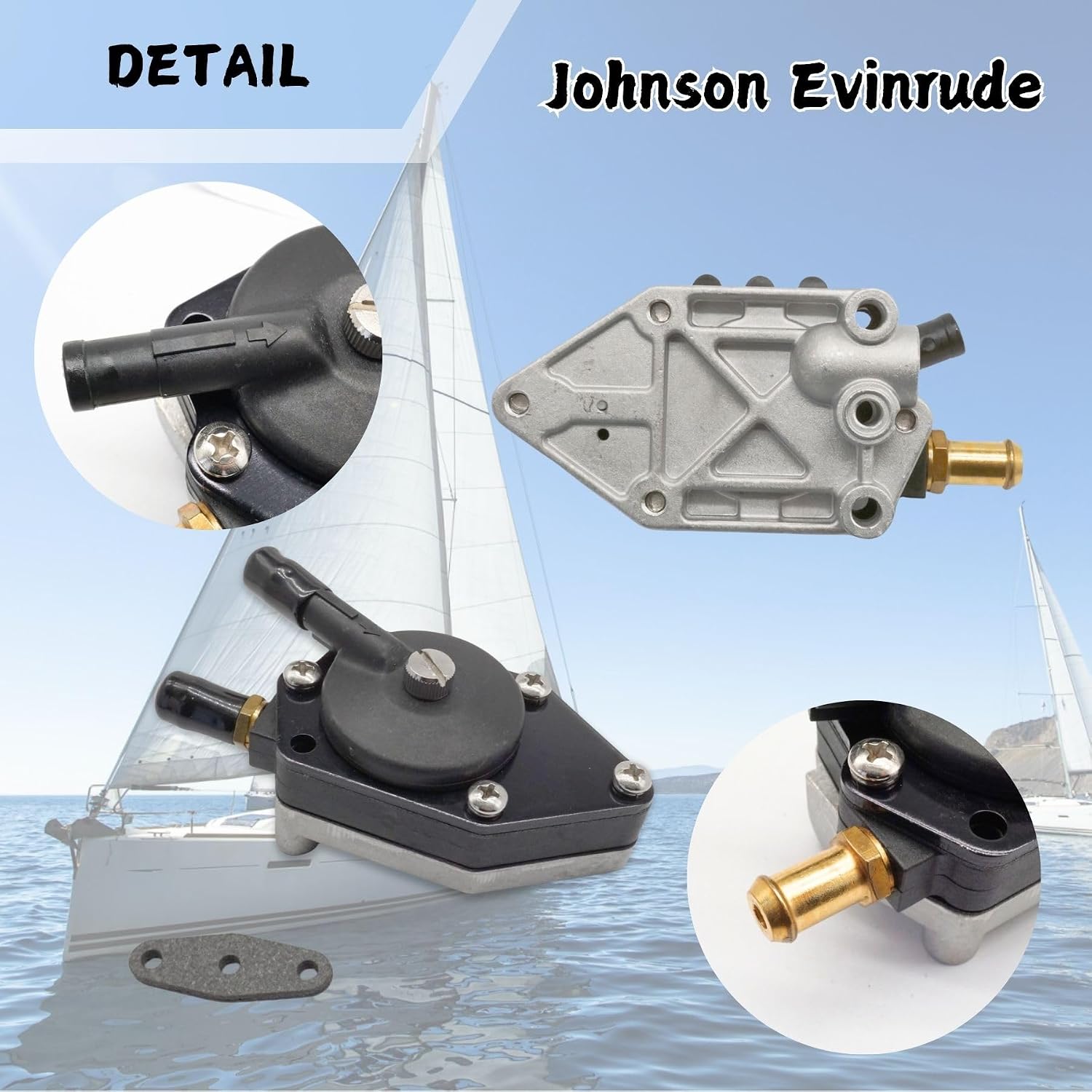438556 Fuel Pump for Johnson Evinrude 20 25 28 30 33 35 40 45 48 50 55 60 85 88 90 100 115 140 HP Outboard Replacement 433387 Sierra 18-7352