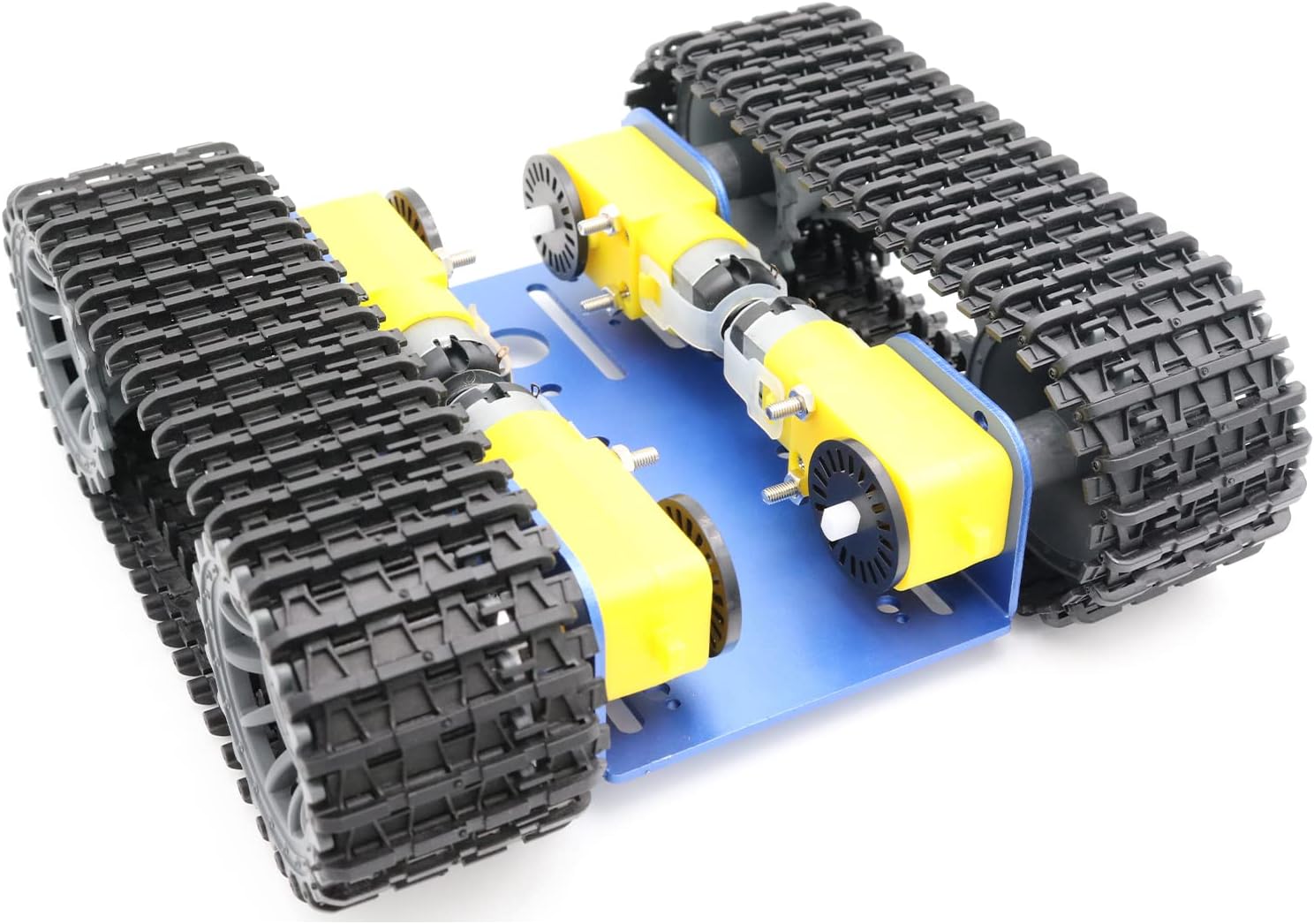 Robot Tracked RC Tank Chassis Kit with 4pcs DC TT Motors for Arduino UNO R3/ Raspberry Pie/STEAM Education, TT04 Metal Crawler Smart Tank Car Chassis Platform for Adults (Blue)