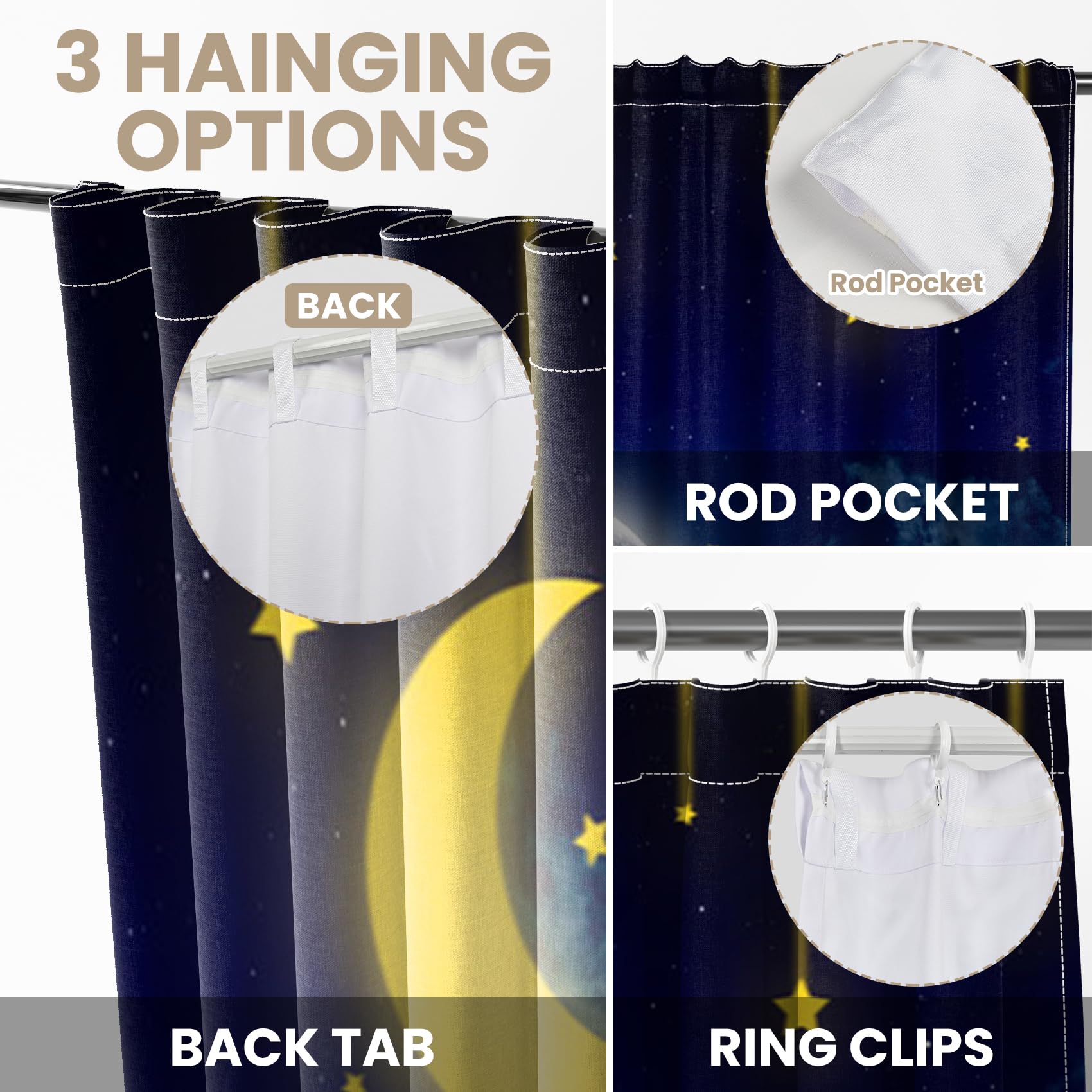 Kzzfqxb 117x138cm Rod Pocket Curtains 2 Panels - Image 4