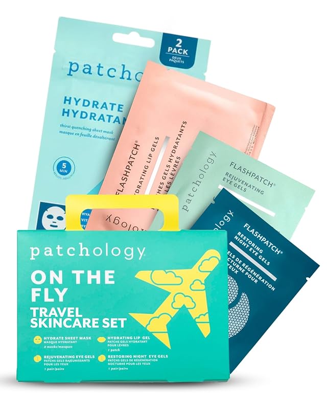 Patchology On The Fly Kit de Cuidados para Viagem com Máscara Facial, Géis para os Olhos e Gel Labial