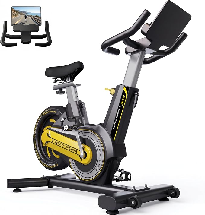 ZAZARI Compact Magnetic Exercise Bike | Space-Saving Rear Flywheel, 7-Level Lever Resistance, 330 lbs Capacity, Whisper Quiet, Stationary Indoor