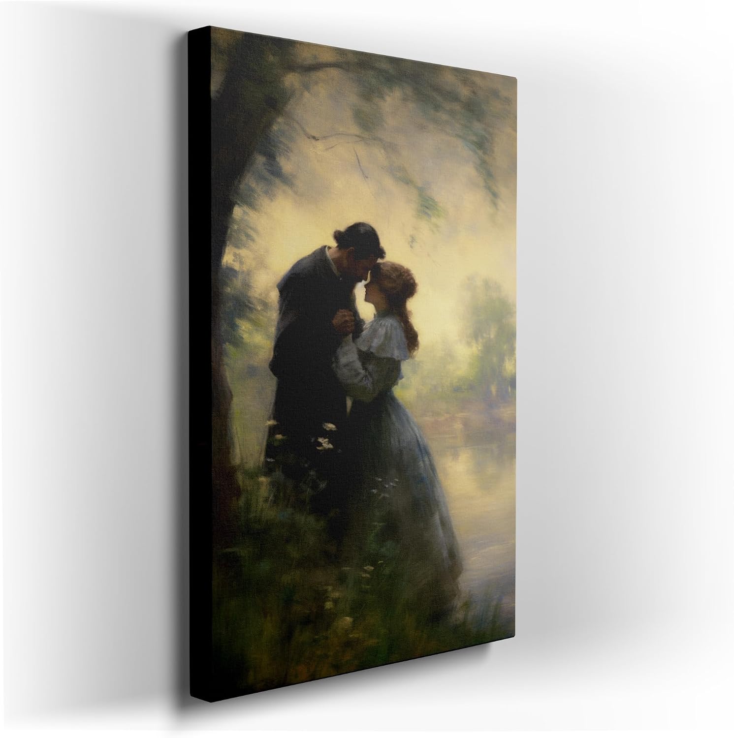 Canvas for Living Room. Whispers of Romance by The Riverside in Timeless Attire, 27 x 18 inch Canvas Wall Art - Modern Home Decor
