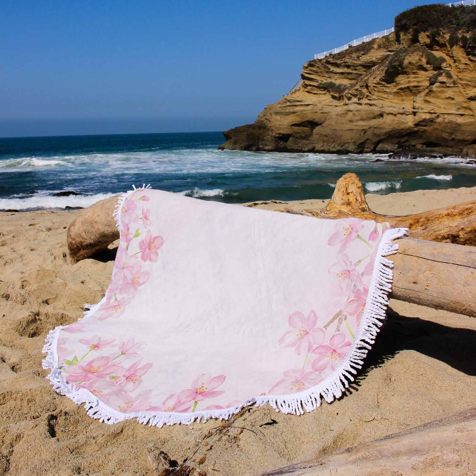 LEECUM Custom Photo Beach Towel - 59 Inch Round, Print Your Own Design, Soft Microfiber, For Pool, Beach, Yoga, Decor - View #6