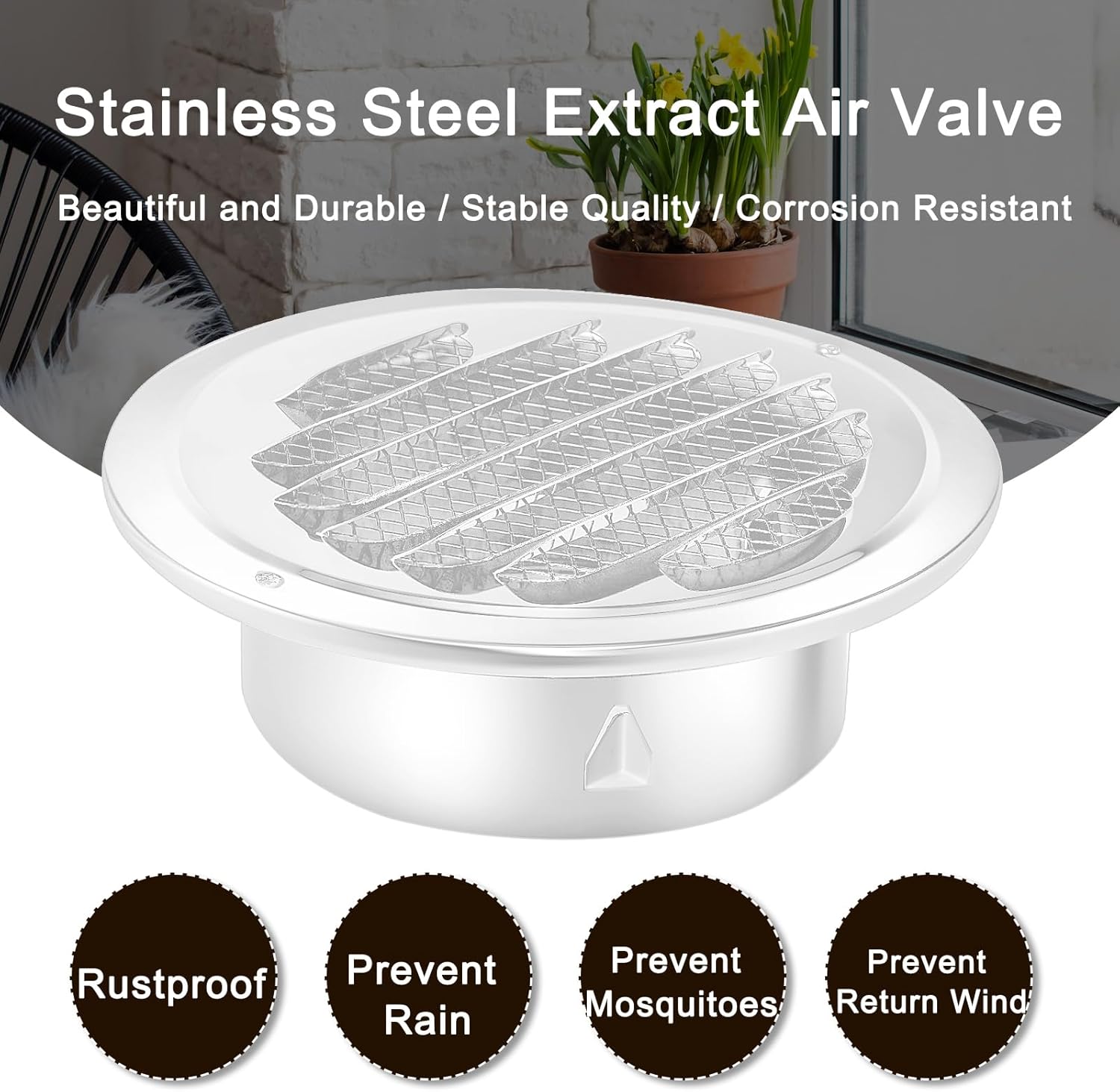 Zonon 12 Pcs Stainless Steel Soffit Vents 4 Inch Round Dryer Vent Cover with Mesh Screen for Home Outdoor Bathroom Wall Ceiling Outside Exterior Exhaust (White)