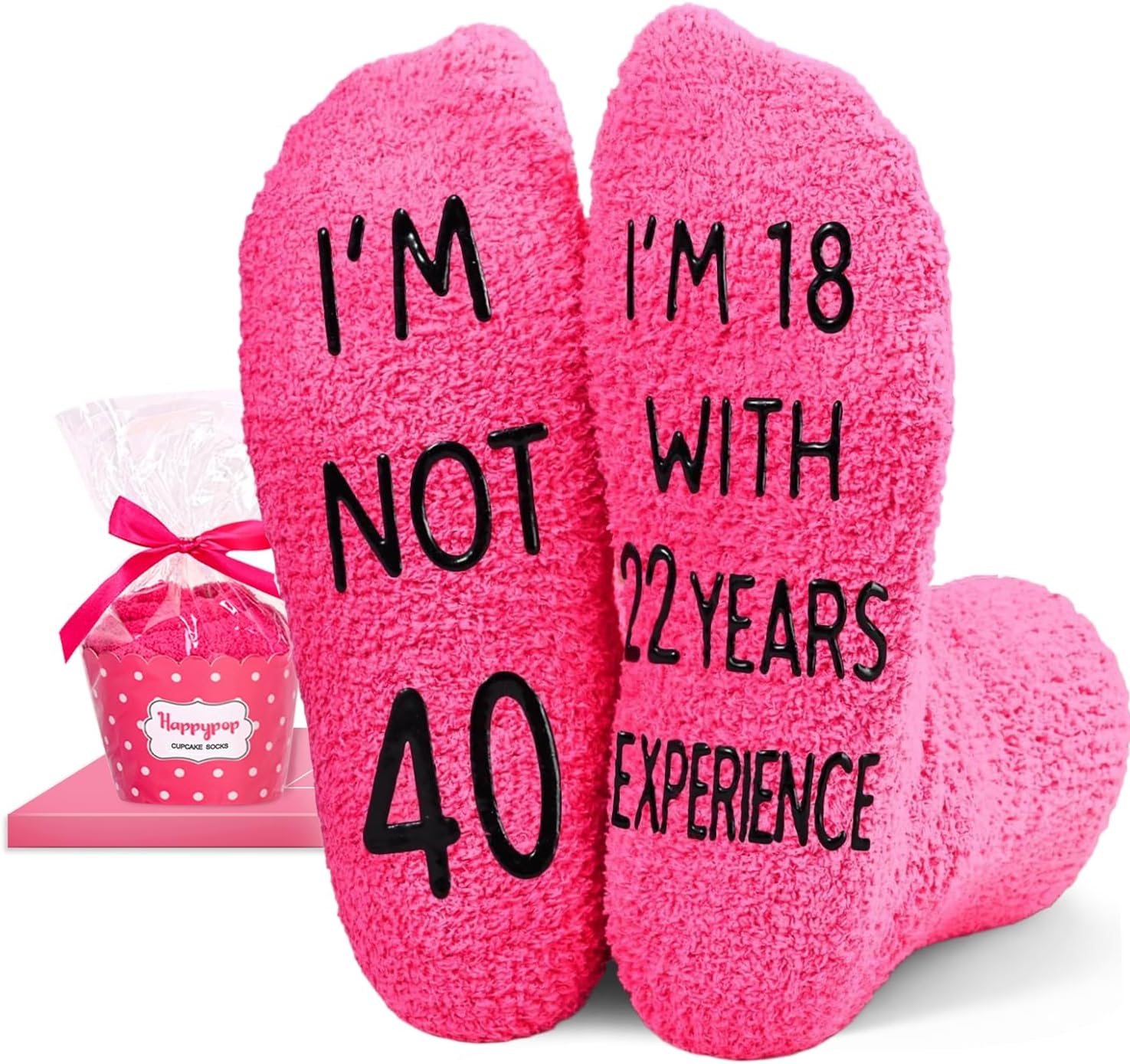HAPPYPOP Fun Birthday Gifts Women - Fuzzy 30 31 32 33 34 35 36 37 38 39 40 Year Old Socks