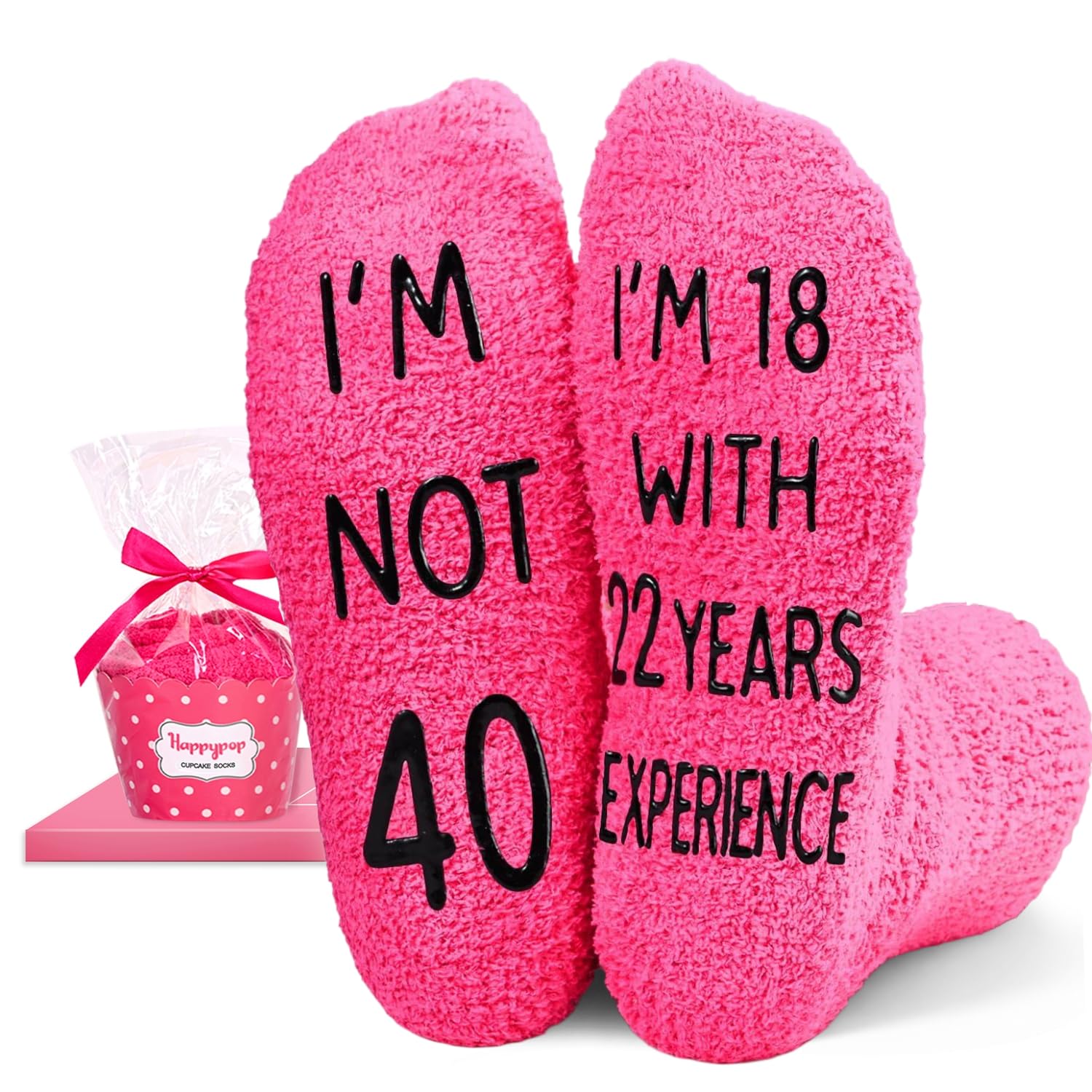 HAPPYPOP Fun Birthday Gifts Women - Fuzzy 30 31 32 33 34 35 36 37 38 39 40 Year Old Socks