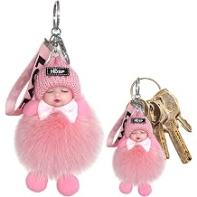 Fox Fur Sleeping Baby Keychain Cute Baby Doll Keychain