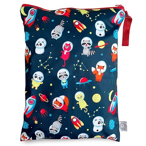 Miniatura 16 de FLOCK THREE Bolsa de pañales lavable y reutilizable, resistente al agua, bolsa de natación, bolsa de yoga, gimnasio, 12.6 x 16.5 pulgadas, Gatos