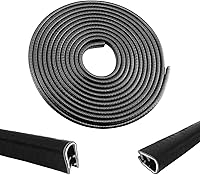 Vista 1 de Protectores de borde de puerta de automóvil de 33 pies, protector de borde de puerta de ajuste universal negro, moldura de goma en forma de U