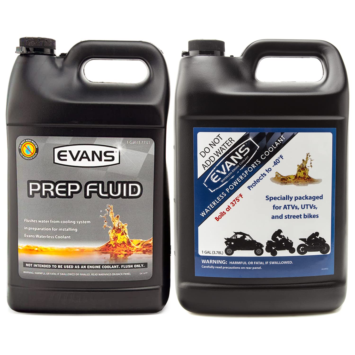 EVANS Coolant Ec42001 Waterless Prep Fluid, 128 Fl. Oz Coolant Ec72001 Powersports Waterless Engine Coolant, 128 Fl.Oz. (Combo Pack)