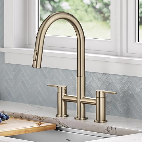 Miniatura 346 de KRAUS Allyn - Grifo de cocina monomando extraíble, industrial y moderno, en acero inoxidable antimanchas, KPF-2654SFS Negro / acero inoxidable negro